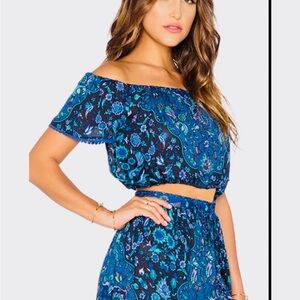 Spell & The Gypsy Collective Kiss the Sky Off-the-Shoulder Blouse - Blue